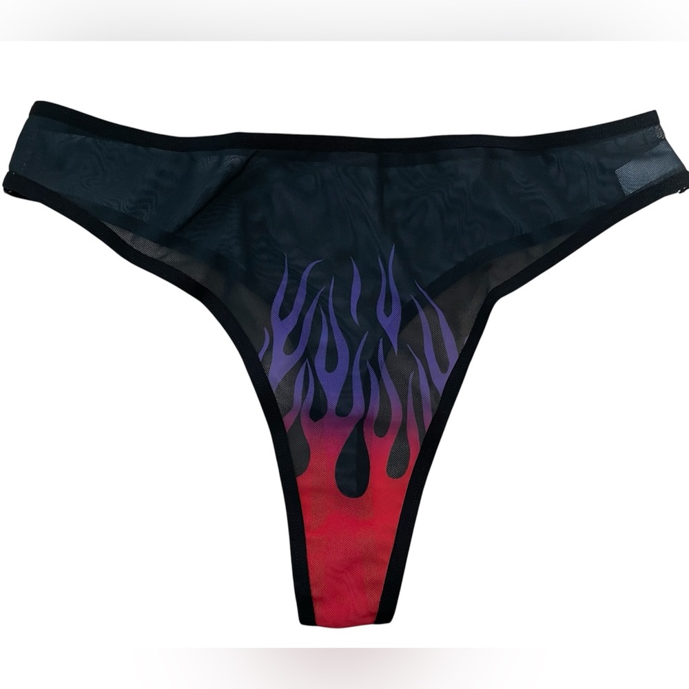 ROMWE Black Flames Thong